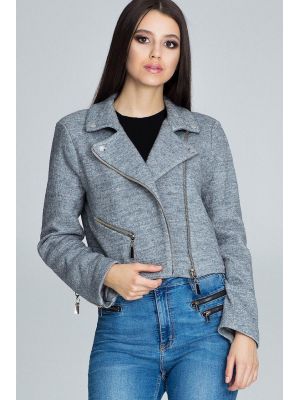 Jacheta moderna, de culoare gri, cu fermoar metalic poza 0