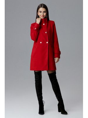 Palton modern, de culoare rosie, cu buzunare poza 0