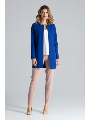 Jacheta trendy, de culoare albastra, fara nasturi poza 0