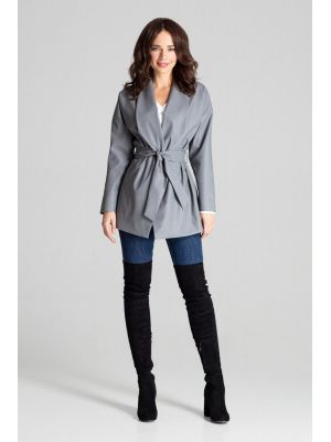 Jacheta trendy, de culoare gri, din piele eco poza 0