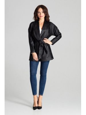 Jacheta trendy, de culoare neagra, din piele eco poza 0