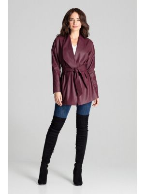 Jacheta trendy, de culoare bordo, din piele eco poza 0