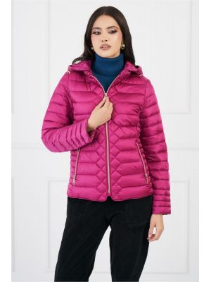 Geaca Elis fucsia matlasata cu gluga poza 0