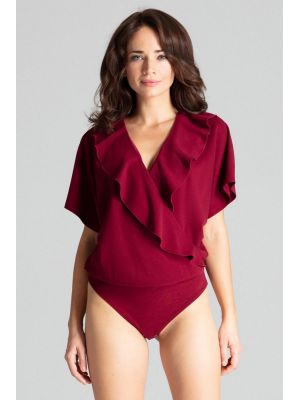 Body modern, de culoare bordo, cu volane poza 0