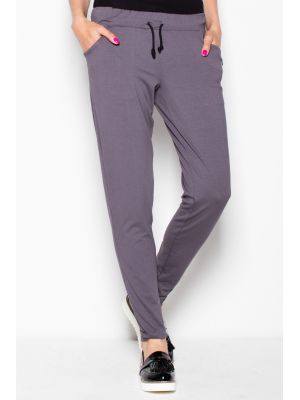 Pantaloni moderni, de culoare gri-inchis, cu buzunare poza 0