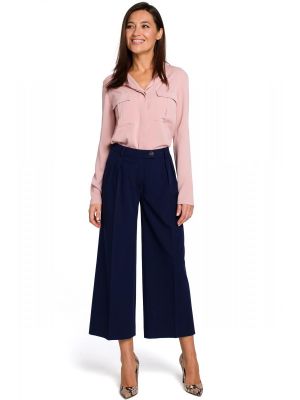 Pantaloni culottes, moderni, de culoare bleumarin poza 0
