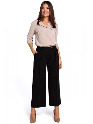 Pantaloni culottes, moderni, de culoare neagra poza 0