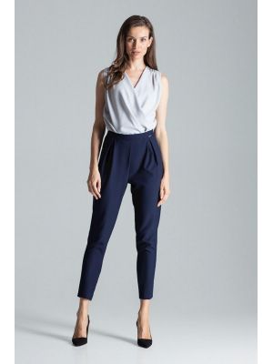 Pantaloni lungi, office, de culoare bleumarin poza 0
