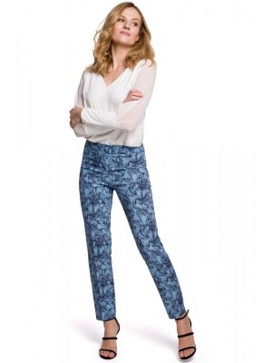 Pantaloni sic, croiti drept, cu imprimeu floral poza 0