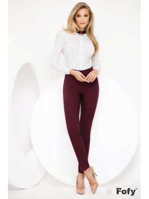 Pantaloni Fofy conici bordo cu nervura poza 0