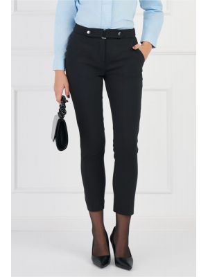 Pantaloni Yrina negri cu capse in talie poza 0
