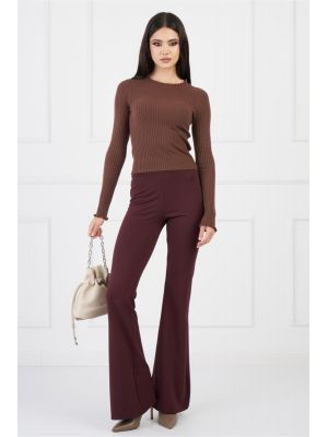 Pantaloni Karina burgundy evazati poza 0
