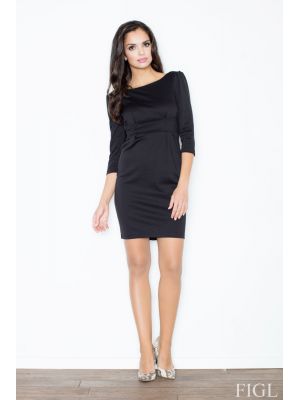 Rochie eleganta, neagra, din jerse poza 0