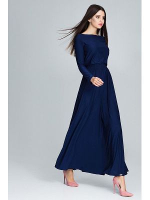 Rochie lunga eleganta, de culoare bleumarin poza 0