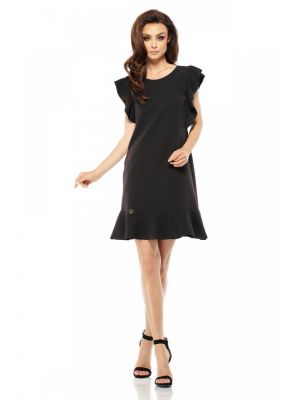 Rochie eleganta cu volanase, neagra poza 0