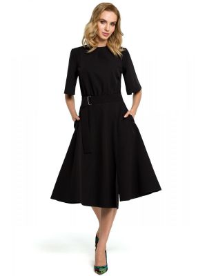 Rochie midi de culoare neagra, model office poza 0