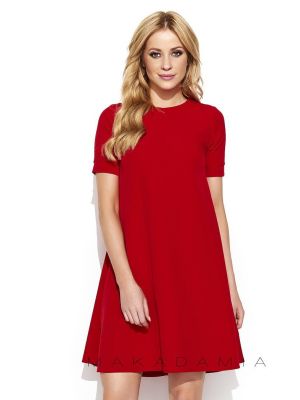 Rochie moderna, de culoare rosie, cu maneci scurte poza 0