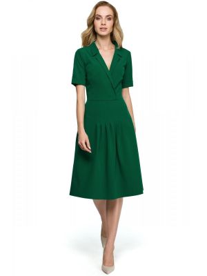 Rochie midi de culoare verde cu pliuri poza 0