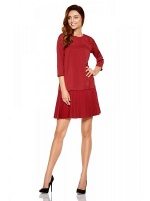 Rochie de culoare bordo cu pliseuri la baza poza 0
