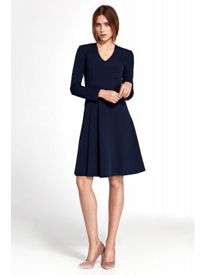 Rochie de culoare bleumarin, decoltata in V poza 0