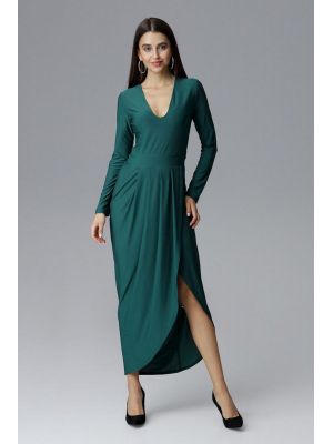 Rochie eleganta, lunga, de culoare verde poza 0