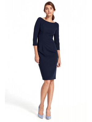 Rochie eleganta, stramta, de culoare bleumarin poza 0