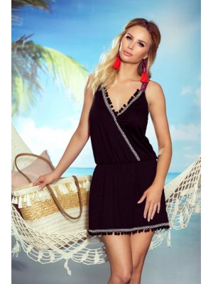 Rochie de plaja, neagra, in bretele poza 0