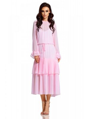 Rochie rafinata, roz, plisata poza 0