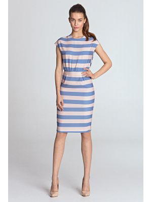 Rochie eleganta, bicolora, in dungi orizontale poza 0