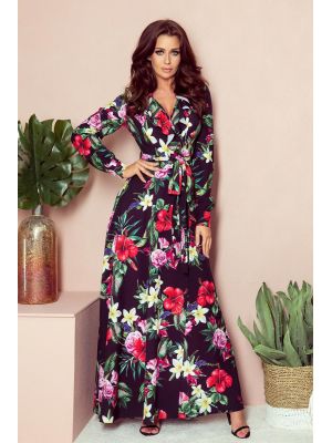 Rochie maxi, mdoerna, cu imprimeu floral poza 0