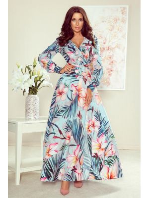 Rochie maxi, mdoerna, cu imprimeu floral poza 0