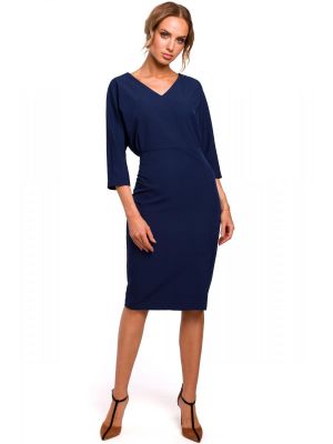 Rochie conica, midi, de culoare bleumarin poza 0