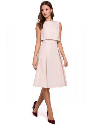 Rochie midi, eleganta, de culoare bej poza 0