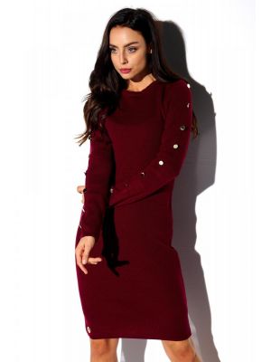 Rochie de culoare bordo cu nasturi decorativi poza 0