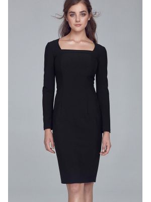 Rochie eleganta, de culoare neagra, cu maneci lungi poza 0