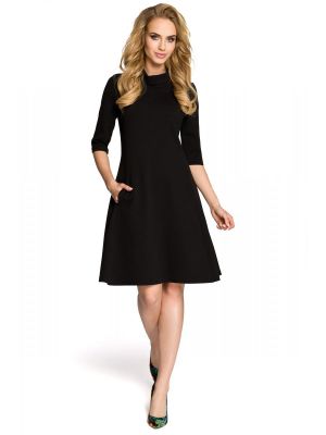 Rochie trendy, negru, cu guler pe gat poza 0