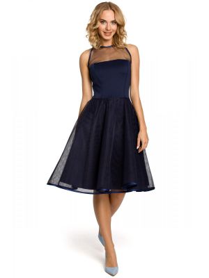 Rochie eleganta, midi, de culoare bleumarin poza 0