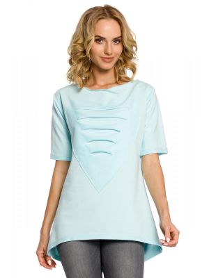 Bluza stil tunica, de culoare turcoaz, asimetrica poza 0