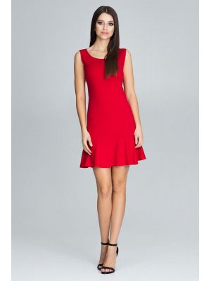 Rochie trendy, de culoare rosie, in bretele late poza 0