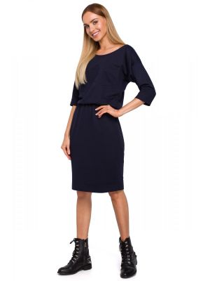 Rochie casual, midi, de culoare bleumarin poza 0