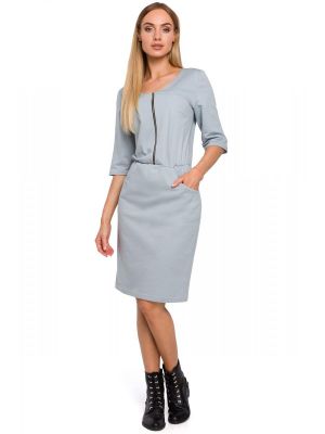 Rochie moderna, cu maneca trei sferturi, de culoare gri poza 0