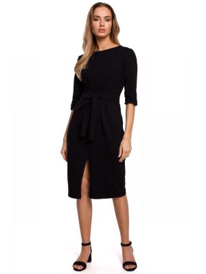 Rochie office, cu maneca trei sferturi, de culoare neagra poza 0