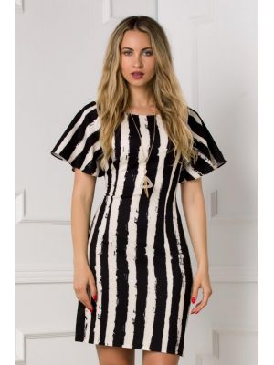Rochie bej cu dungi negre poza 0