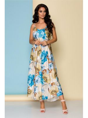 Rubber Beautiful woman beans Rochie bleu cu imprimeu floral si bretele subtiri FRO269936CMD - Rochii - Rochii de primavara-vara Rubber Beautiful woman beans Rochie bleu cu imprimeu floral si bretele subtiri FRO269936CMD - Rochii - Rochii de primavara-vara