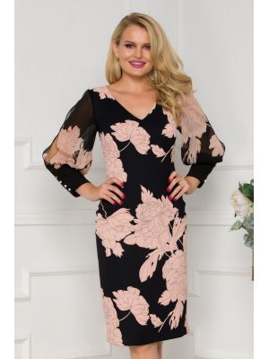 Rochie Ginette neagra cu imprimeu floral maxi poza 0