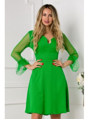 Rochie Moze verde crud accesorizata cu volanase poza 0