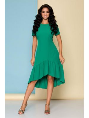 Rochie Nicki verde asimetrica cu volane la baza poza 0
