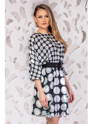 Rochie Pretty Girl neagra cu buline maxi albe poza 0