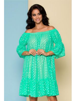 Rochie verde LaDonna by Catalin Botezatu cu buline aurii poza 0