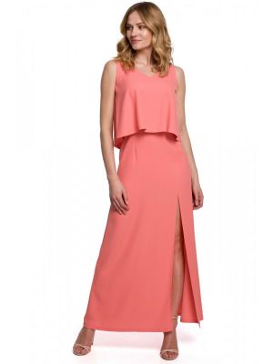 Rochie lunga, de culoare roz, cu aspect de doua piese poza 0